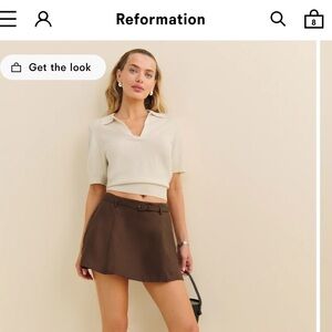 NWT • Reformation Rory Linen Skirt in Chocolate Cake